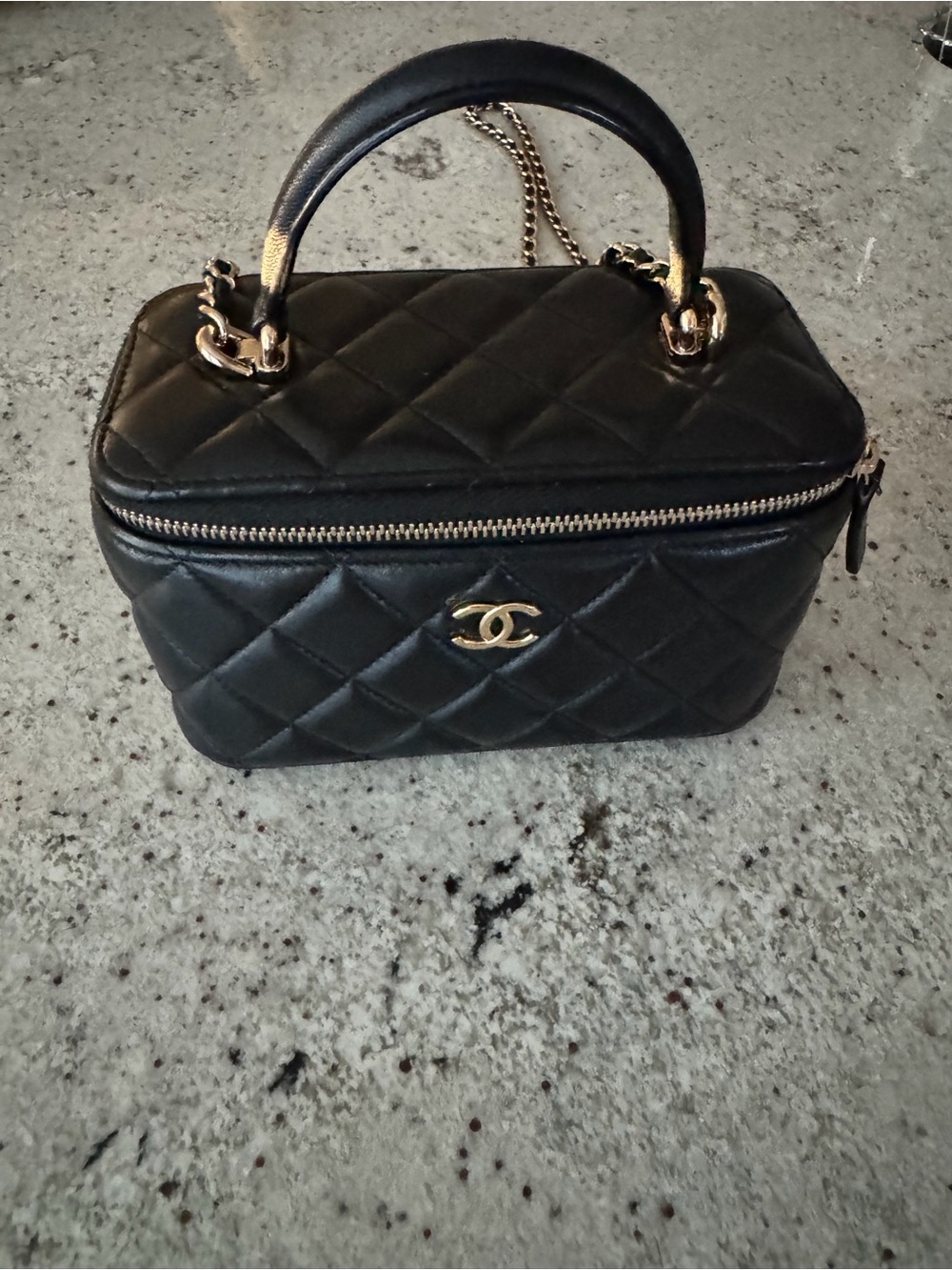 CHANEL Black Quilted Vanity Mini Bag with Gold-Tone Hardware